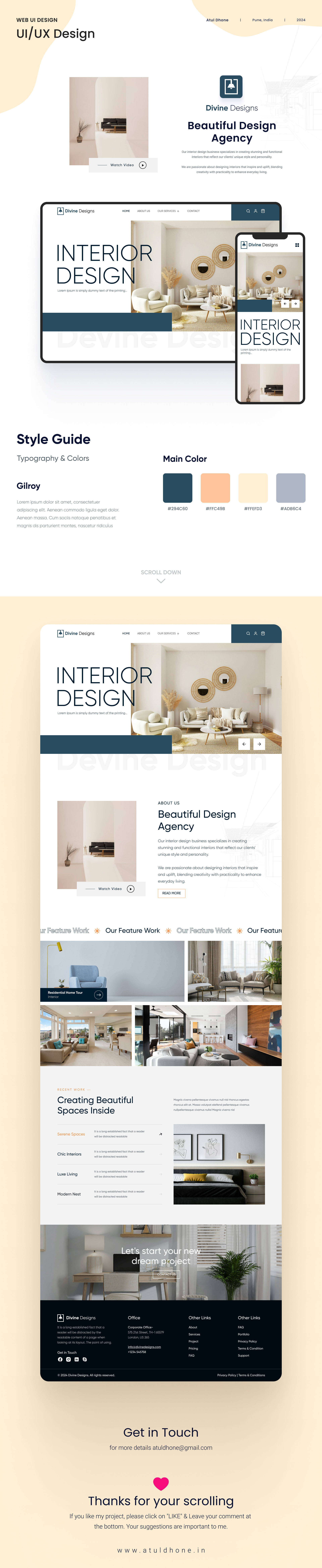 interior creative page, website design, ui ux design, landing page design